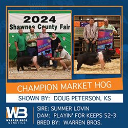 Champion Market Hog
2024 Shawnee County Fair, KS